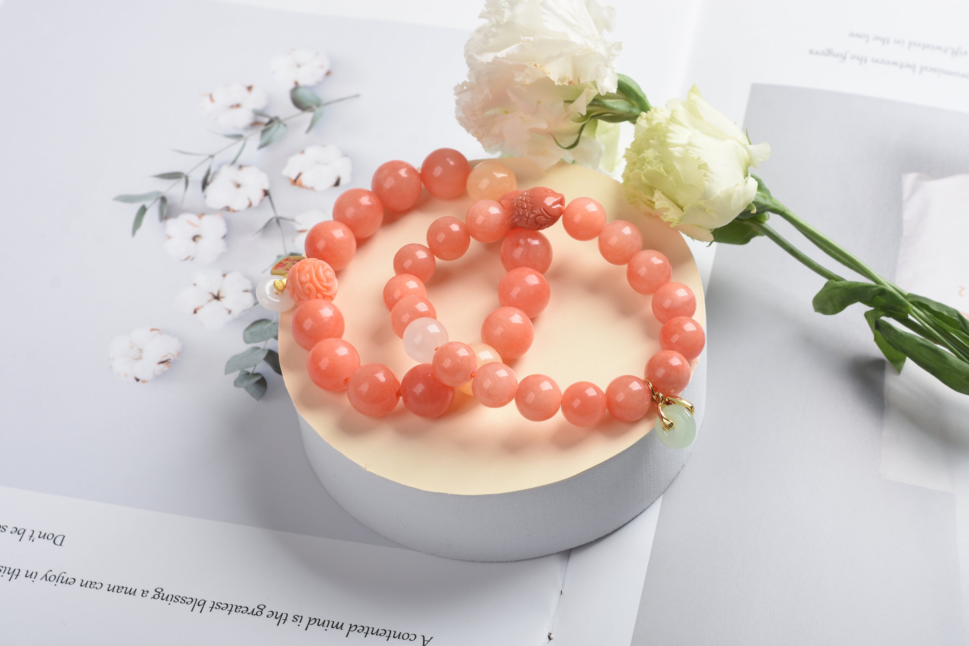 新品优惠 | 太陽石 米黃玉 粉貝 白玉髓 | 天然水晶手鍊