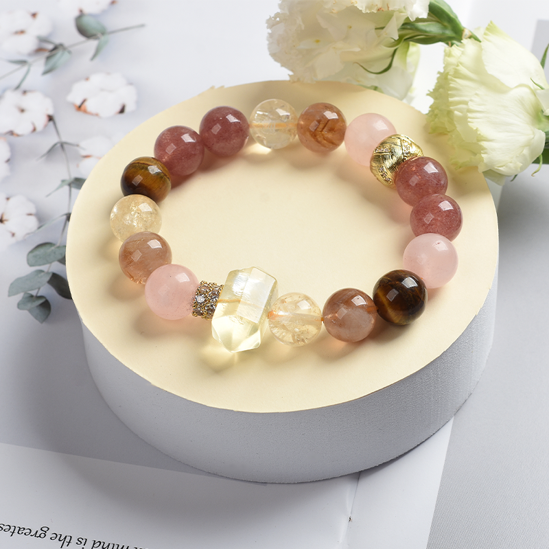 新品优惠 | 草莓晶 淺粉晶 白水晶 黃髮晶 | 天然水晶手鍊